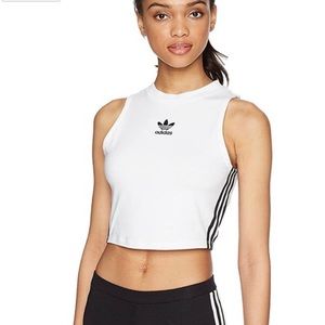 white adidas cropped tank- white